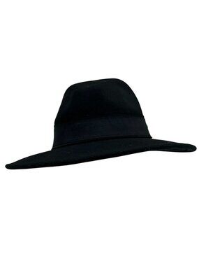 Black Womens Fedora Hat Black Ribbon Band 1990s Retro Classic Wide Brim